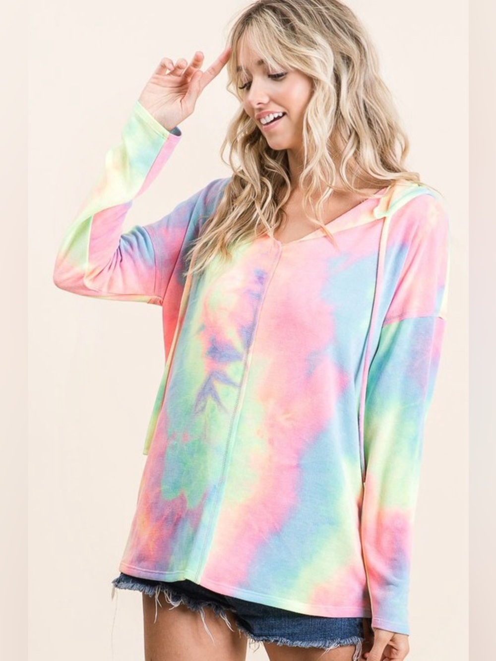 BiBi Tie Dye Terry Long Sleeve Hoodie - Picture 2 of 15